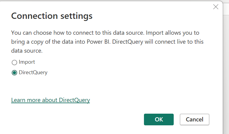 Selecting table import mode