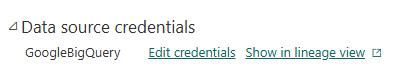 dataset credentials for BigQuery