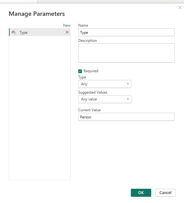 create a parameter in power bi