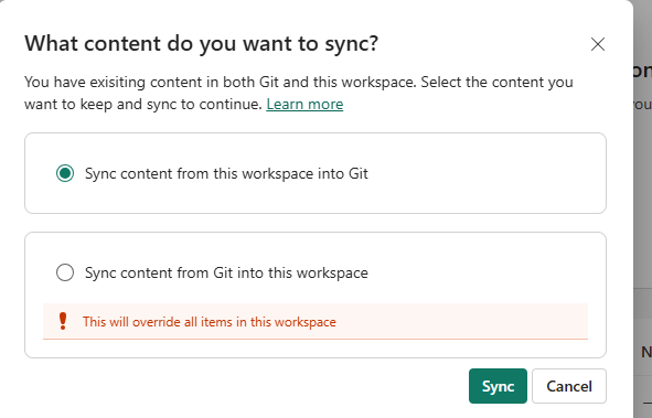 Git Sync in POwer BI