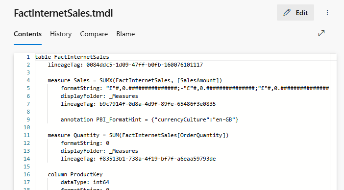 Added measure in TMDL in Git