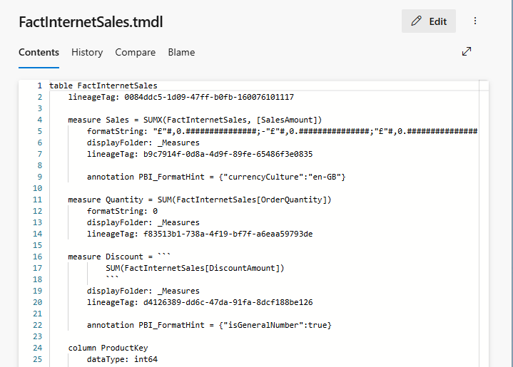 Measure added to Git TMDL.
